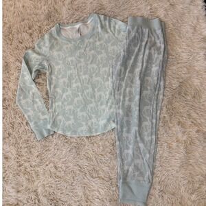 Gilligan & OMalley Women's M Blue Deer Pajama Set Long Sleeve Pants